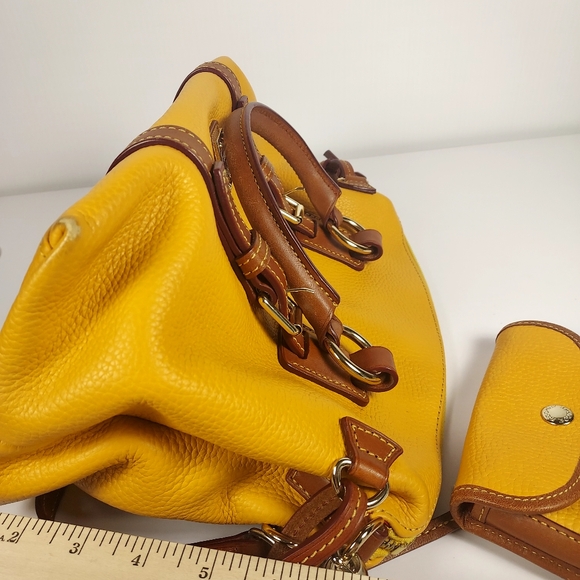 Dooney & Bourke Bristol Yellow Leather Handbag with Brown Accents With Wallet - Picture 5 of 16